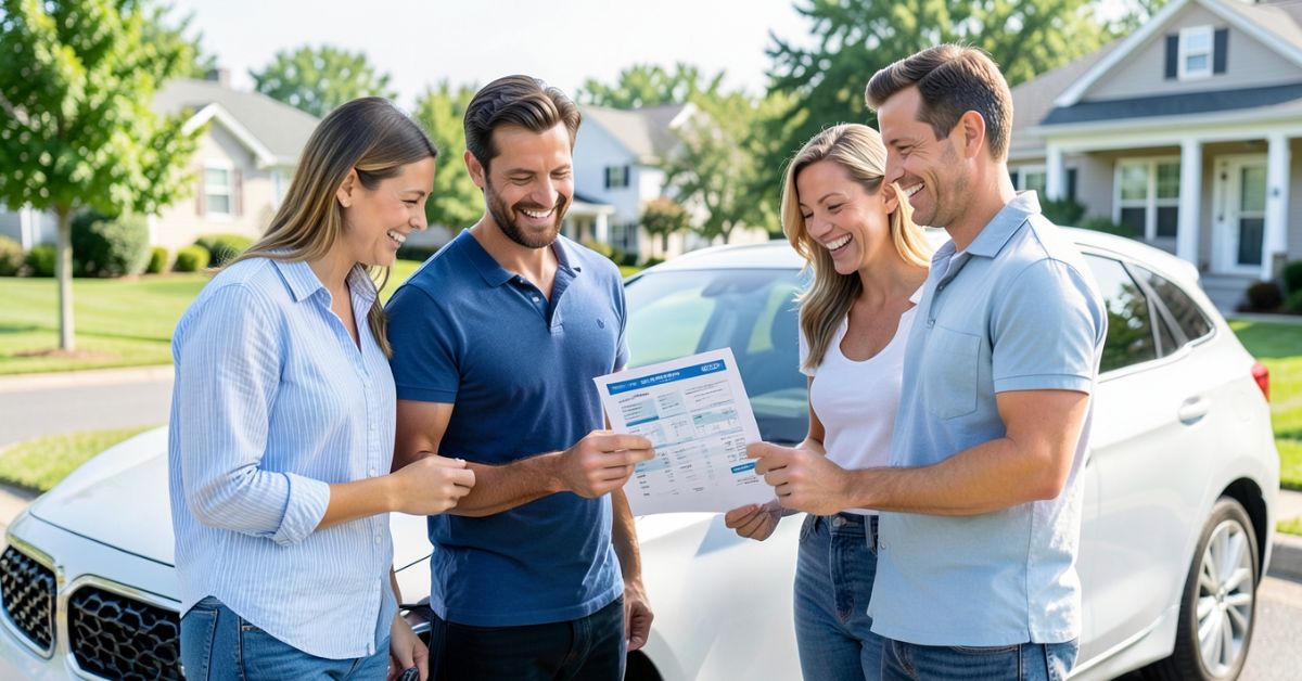 Family discussing Liberty Mutual auto insurance discounts with advisor